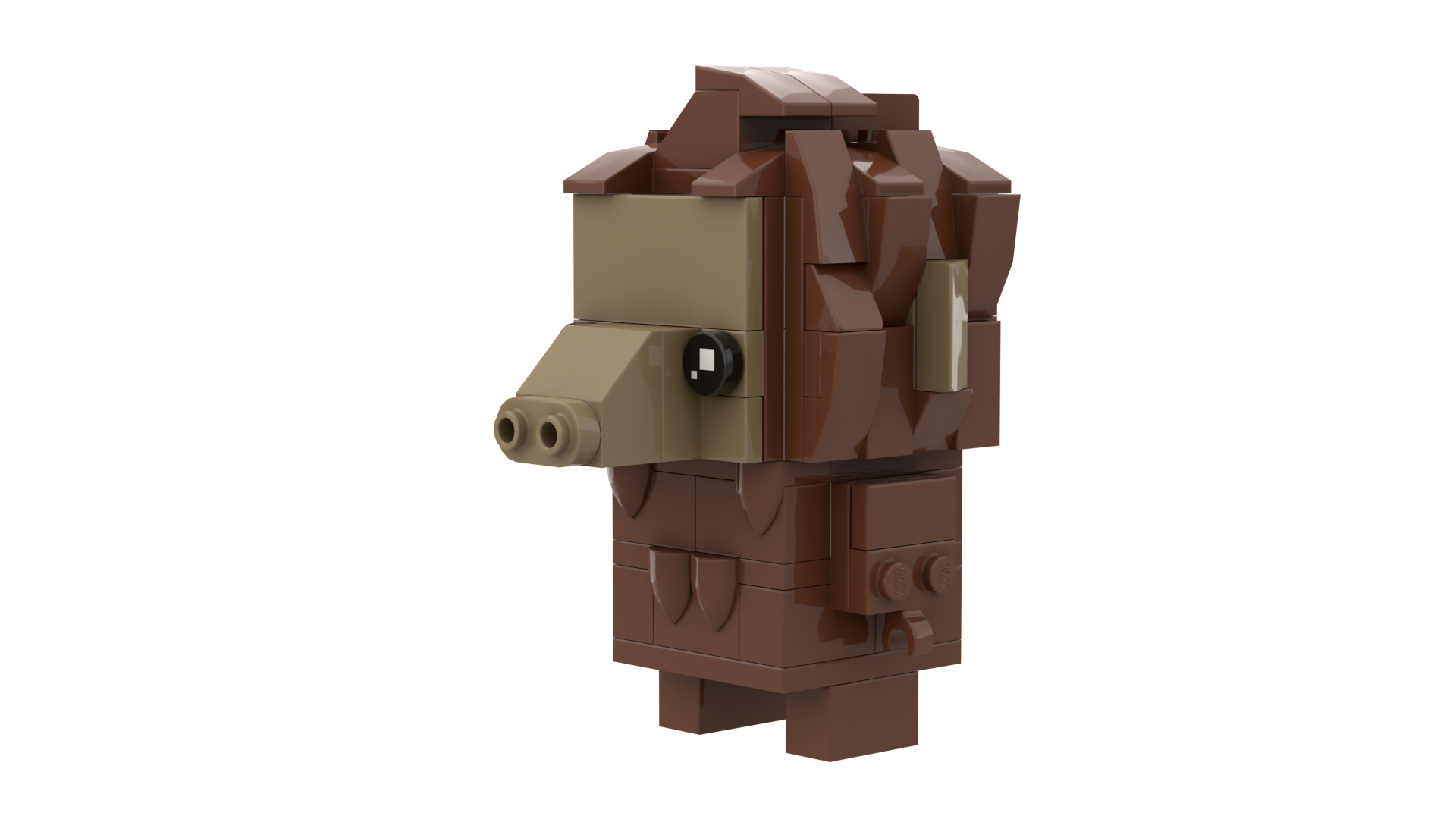 stylized figure of tv show character ALF made out of Lego bricks