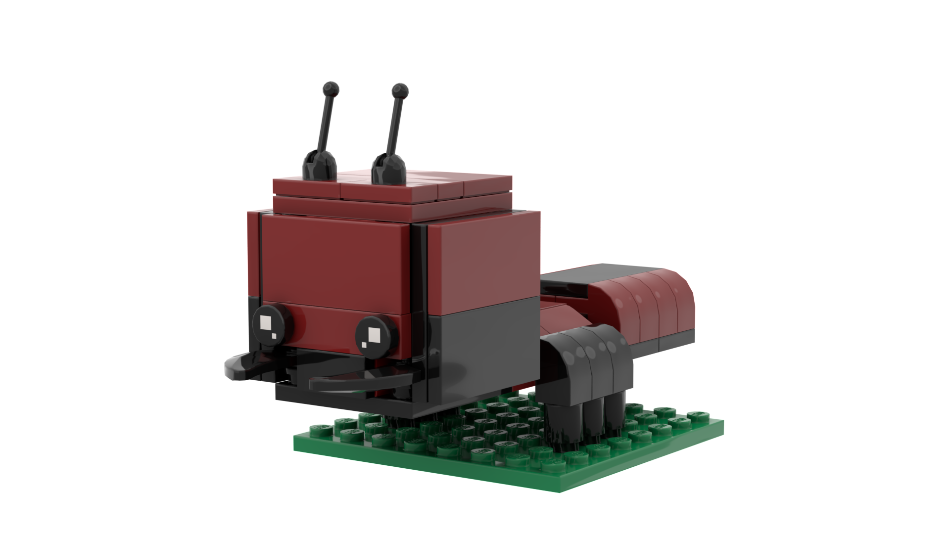 model of a red and black  ant made out of Lego