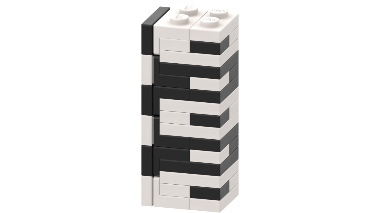 Brick Ruler a rectangle of different black and white lines designed to measure lenght and width of different Lego bricks
