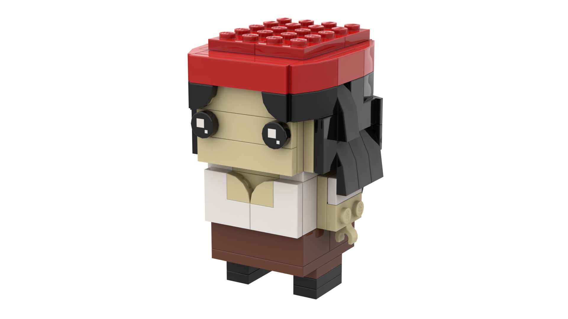 stylized figure of a female fortune teller with an oversized square head made from Lego