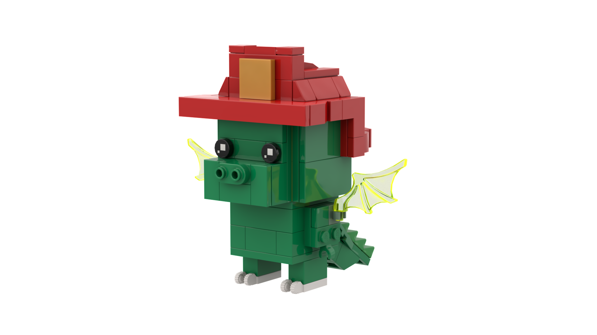 model of tv character Grisu made from Lego bricks