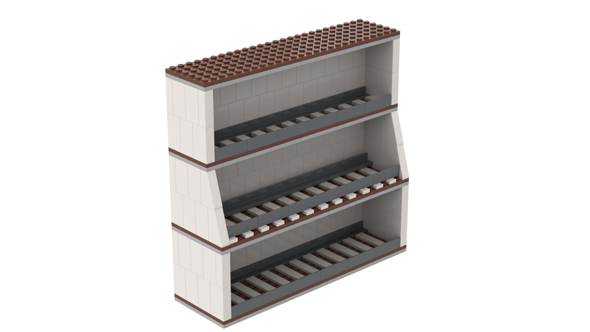 Train Shelf Lsmall shelf made out of Lego bricks