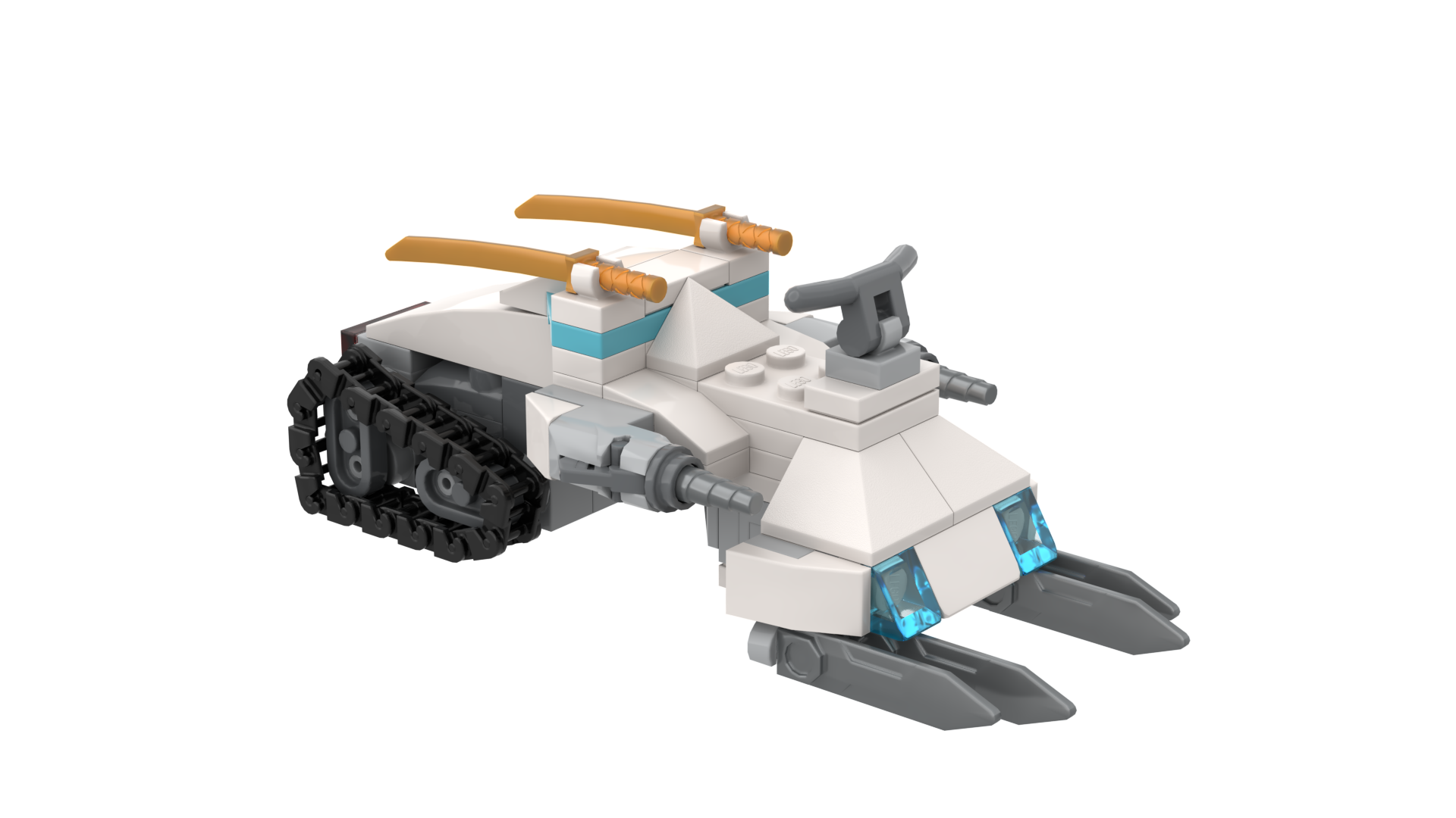 Lego model of a chain-driven snowmobile